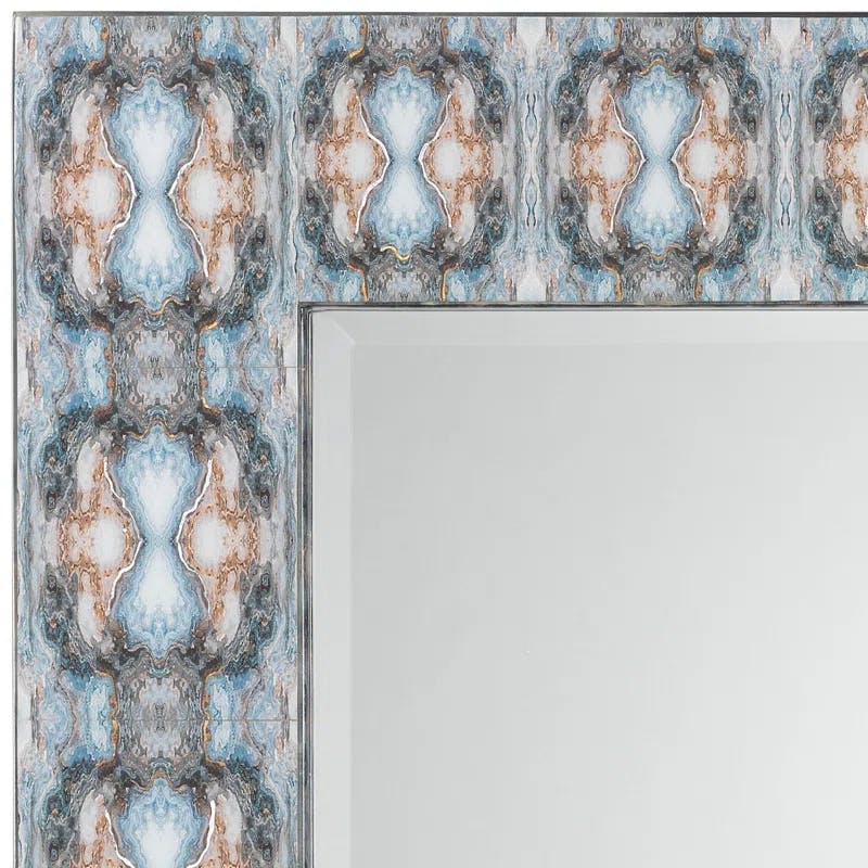 Rorschach Abstract Rectangular Wall Mirror in Indigo Blue