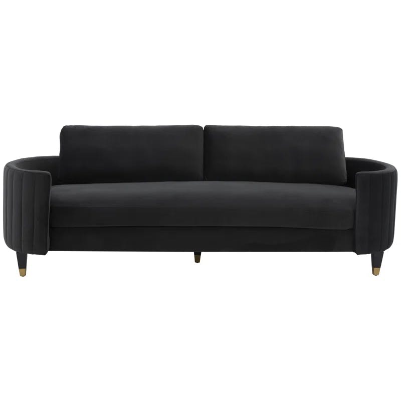 Winford Giotto Mouse Velvet 92'' Sofa with Brass Accents