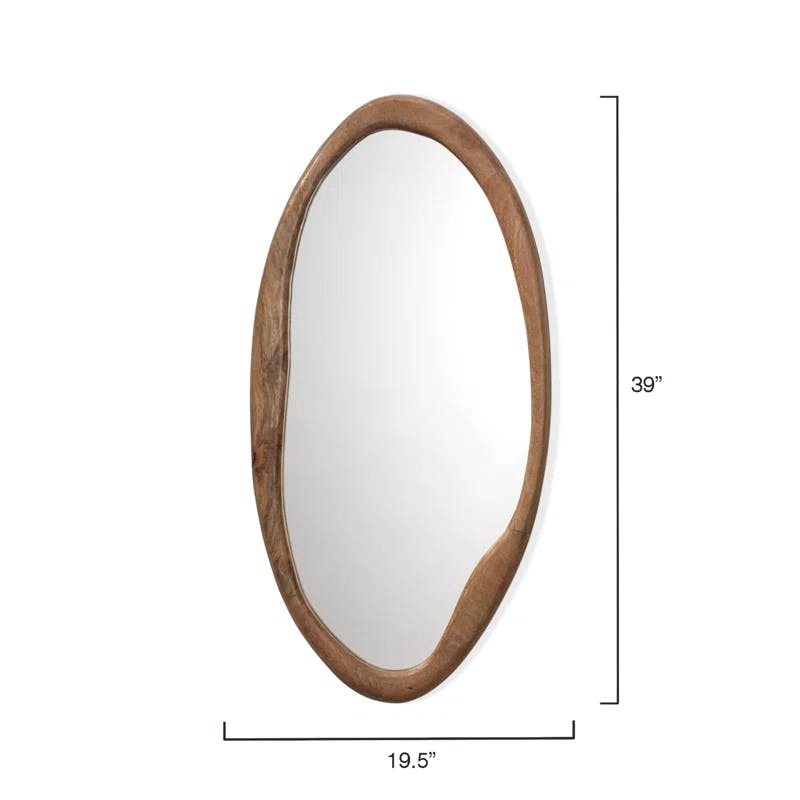 Alora Asymmetrical Natural Mango Wood Oval Mirror
