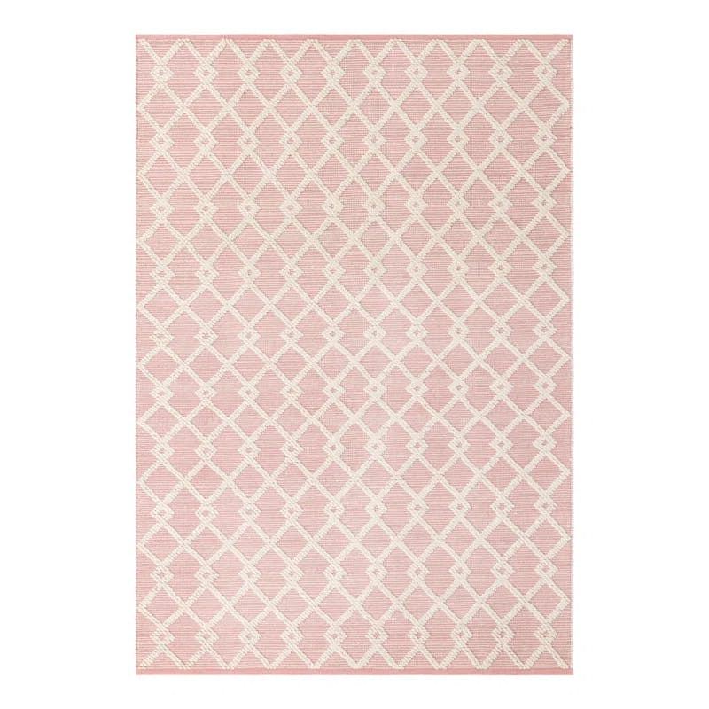 English Rose Geometric Hand-Knotted Wool Square Rug