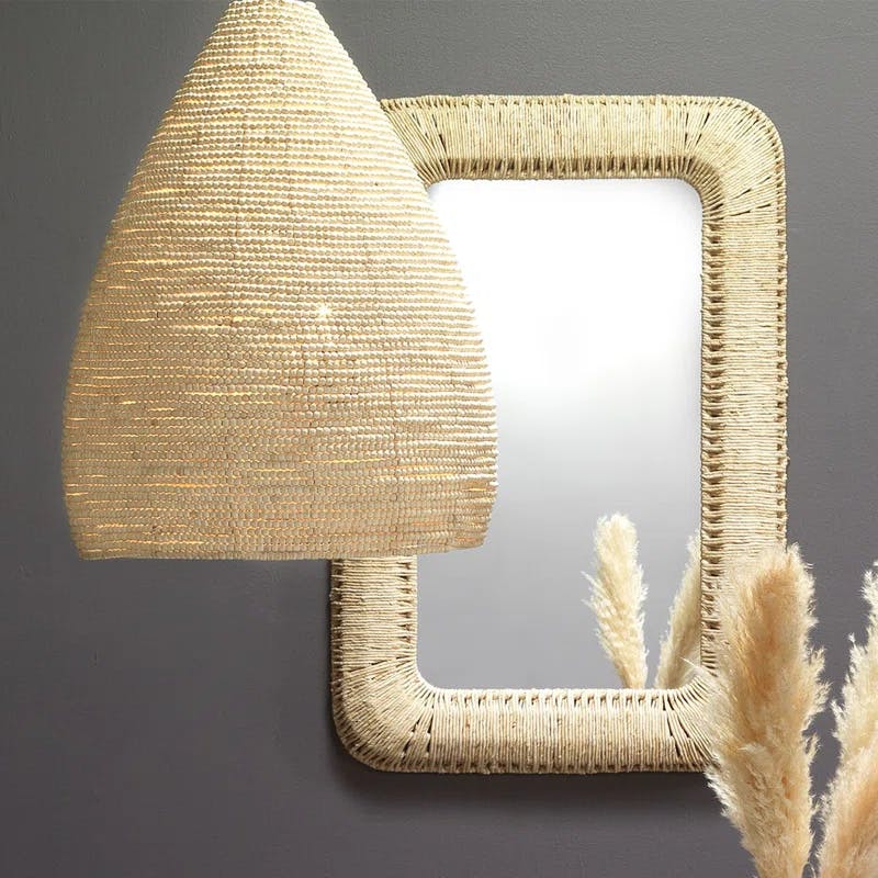 Raelyn Natural Corn Rope Wrapped Rectangular Wall Mirror