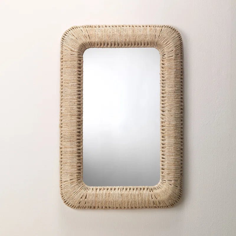 Raelyn Natural Corn Rope Wrapped Rectangular Wall Mirror