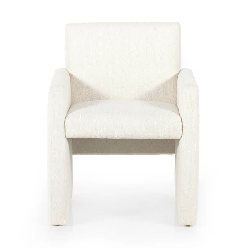 Fayette Cloud Upholstered Wood Arm Chair in White