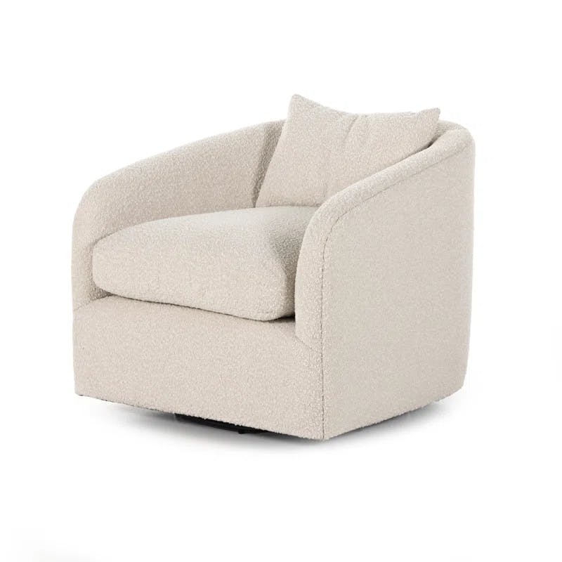 Knoll Natural Leather Swivel Accent Chair with Plush Seating