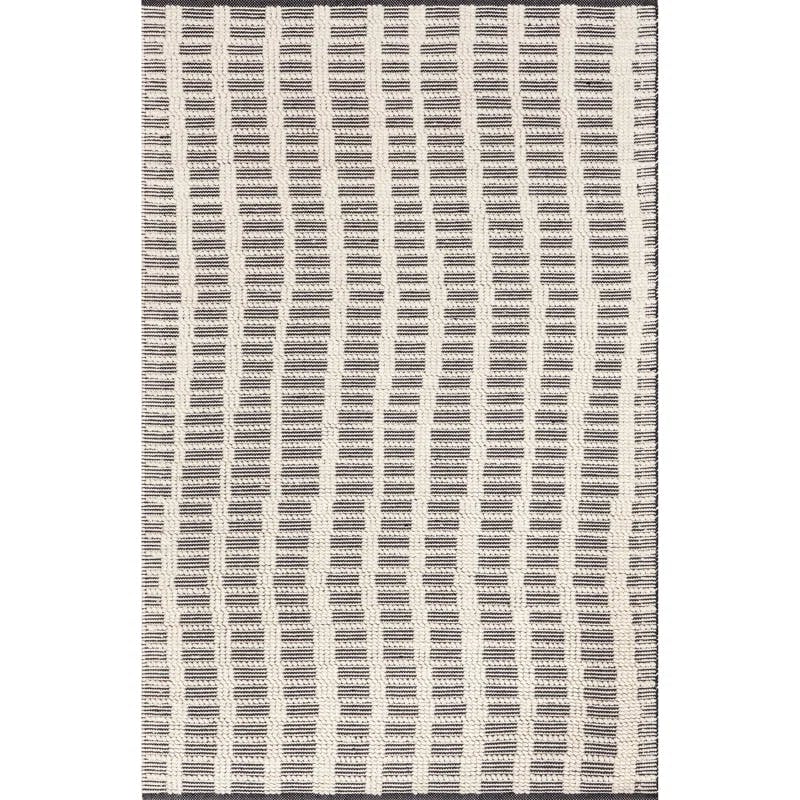 Parker Check Handmade Ivory Wool 5' x 8' Area Rug