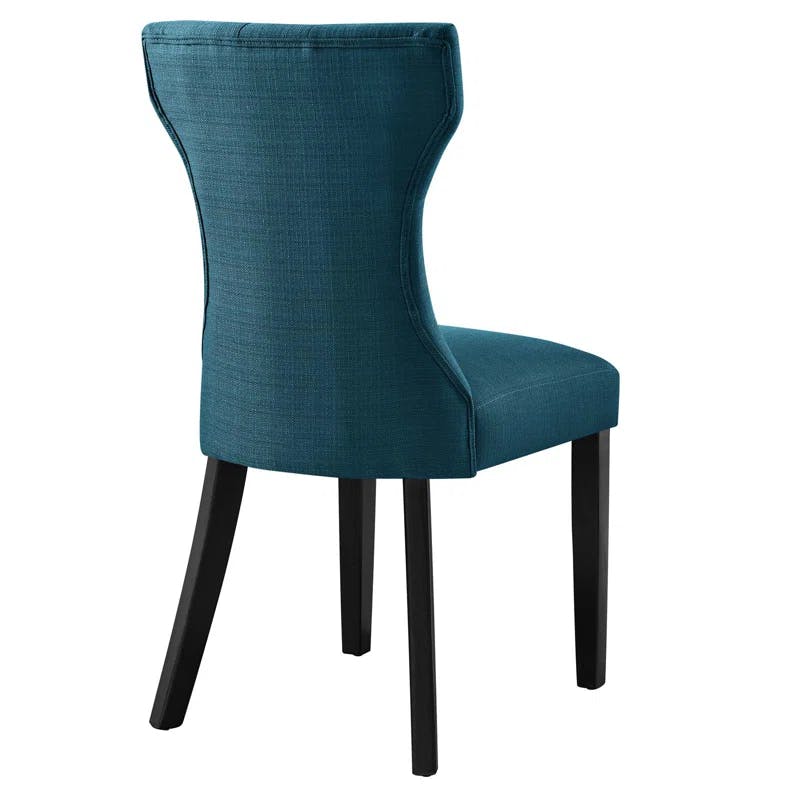Azure Elegance High-Back Upholstered Wood Side Chair