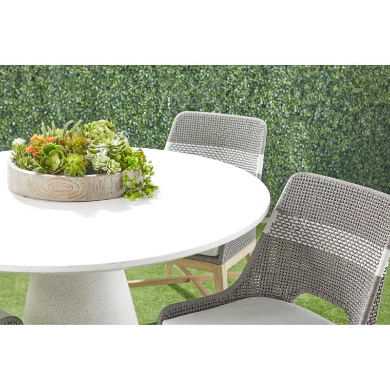 Coastal Dove Gray Teak and Stainless Steel Outdoor Side Chair
