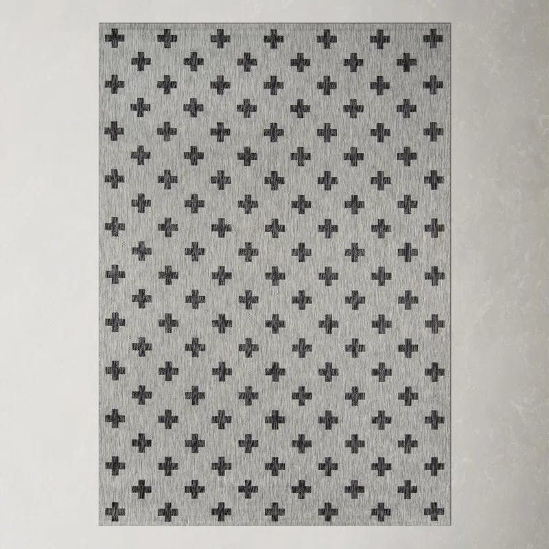 Transitional Easy-Care Gray Abstract 2' x 3' Synthetic Rug