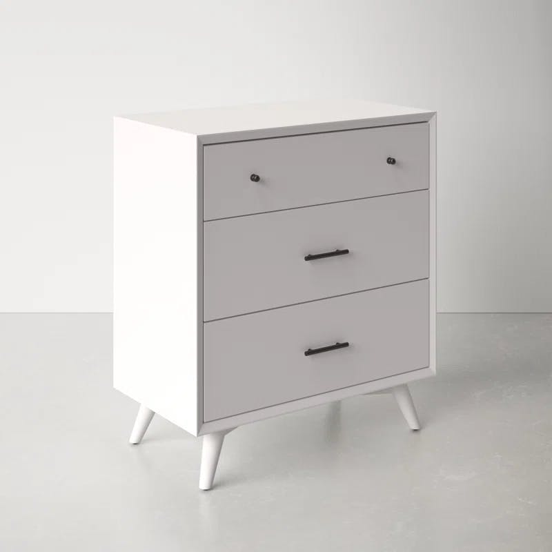 Flynn Transitional 3-Drawer Solid Mahogany Chest in White