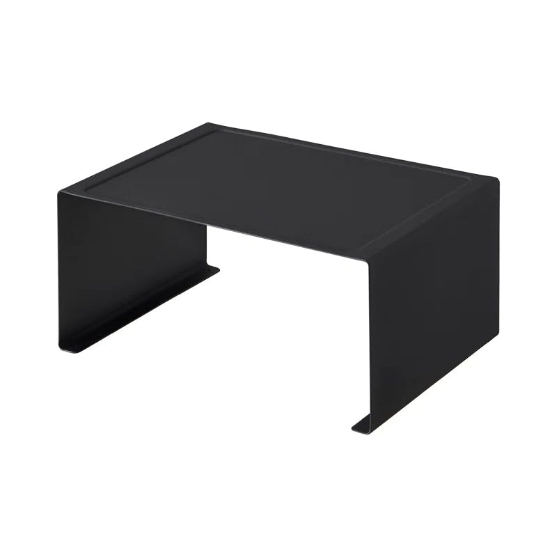 Sleek Black Steel Stackable Kitchen Organizer Shelf, 12" Wide