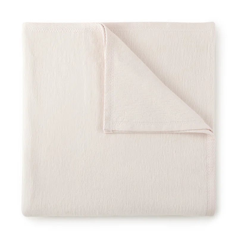 Plush All-Seasons Pink Cotton Throw Blanket with Textured Binding