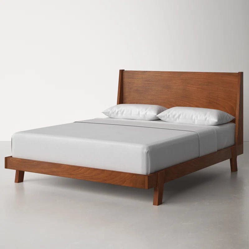 Dakota Acorn Brown Full Platform Bed with Mahogany Wood Frame