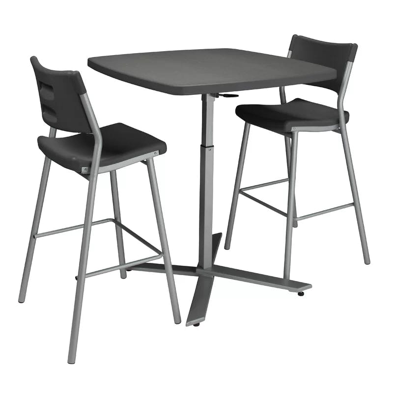 Charcoal Slate Contemporary Adjustable Bar Height Cafe Table