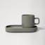 Pewter Matte & Glazed Ceramic Espresso Cup Set with Trays