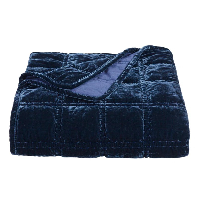 Annita Midnight Blue Faux Silk Velvet 50x60 inch Throw Blanket