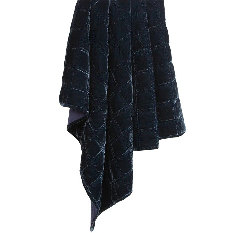 Annita Midnight Blue Faux Silk Velvet 50x60 inch Throw Blanket