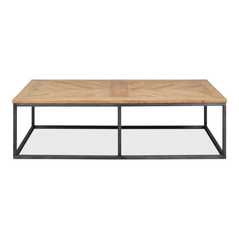 Industrial Cascade 65'' Beige Wood and Metal Coffee Table with Storage