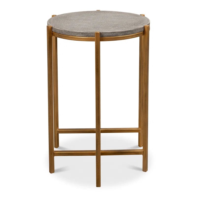 Spence Contemporary Black and Gold Round Wood & Metal Side Table