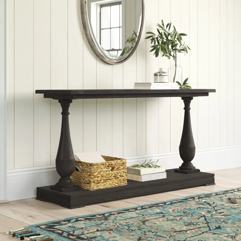 Yara Transitional Brown Wood 54'' Console Table with Storage