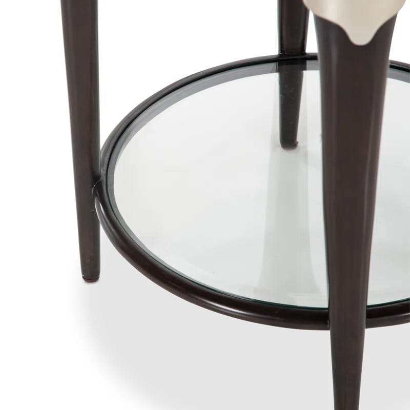 Paris Chic Espresso Round Wood & Glass Accent Table