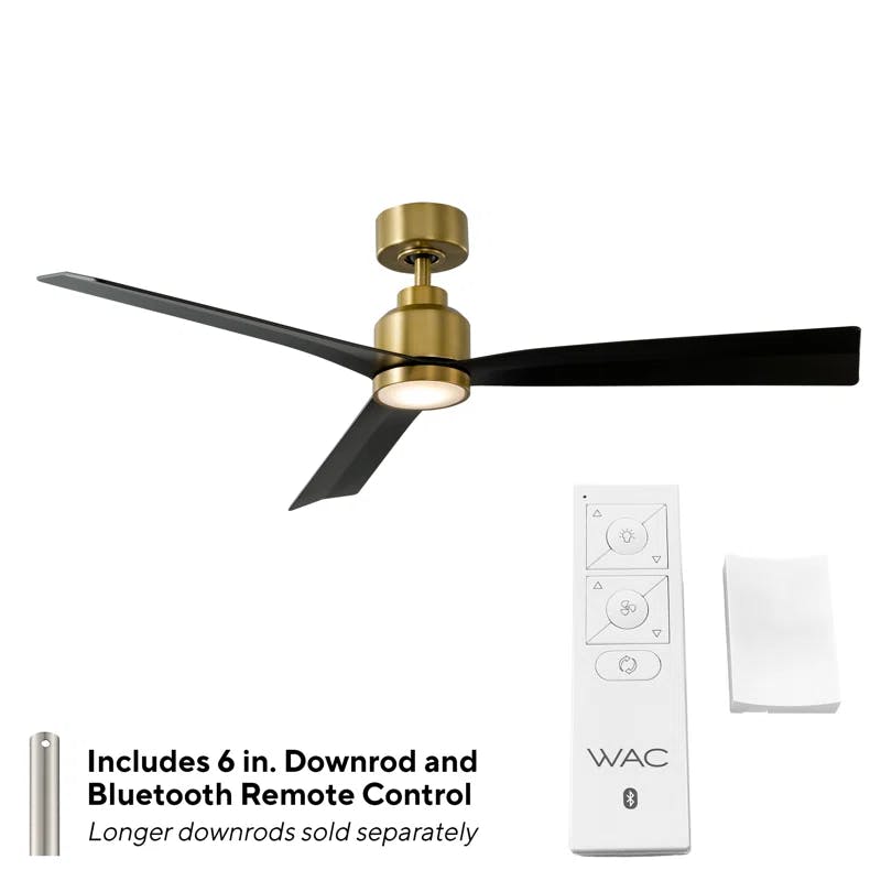 52'' Soft Brass & Matte Black Smart Ceiling Fan with Remote
