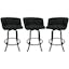 Joey Black Swivel Counter Stool 26'' with Upholstered Seat