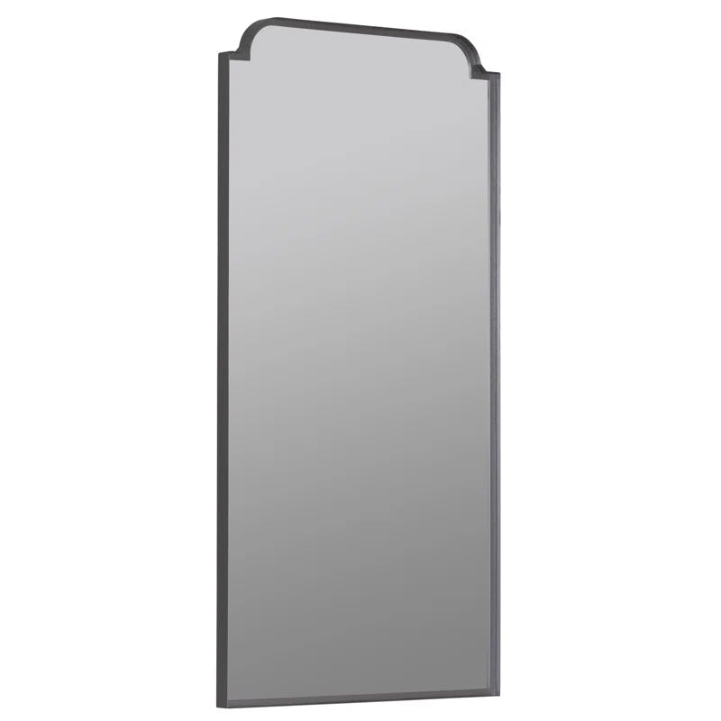 Elegant Full-Length Rectangular Mirror in Glossy Silver and Gold
