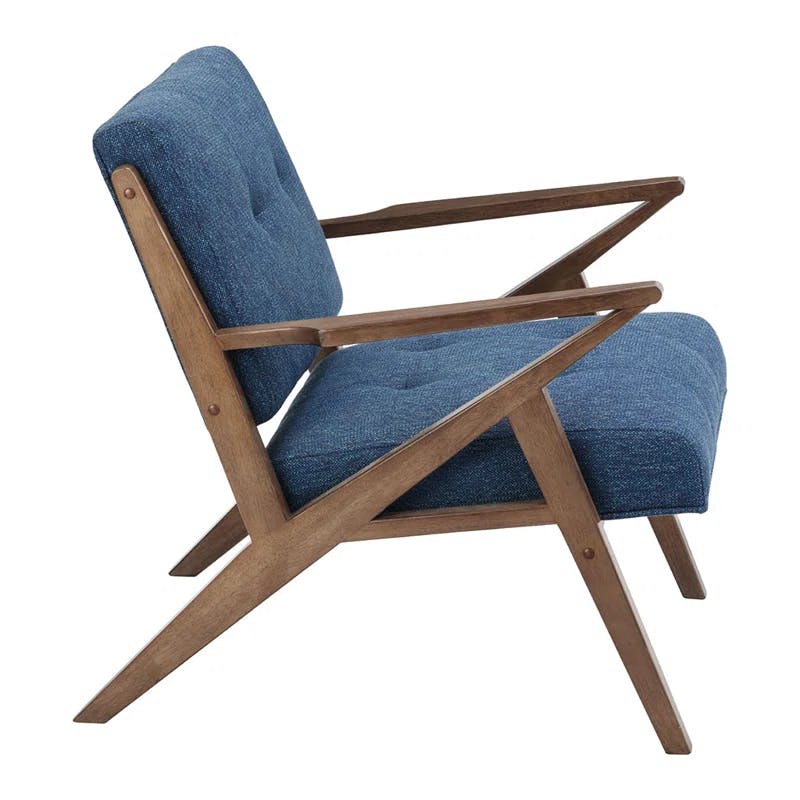 Mid-Century Modern Rocket Lounge Chair in Blue and Pecan