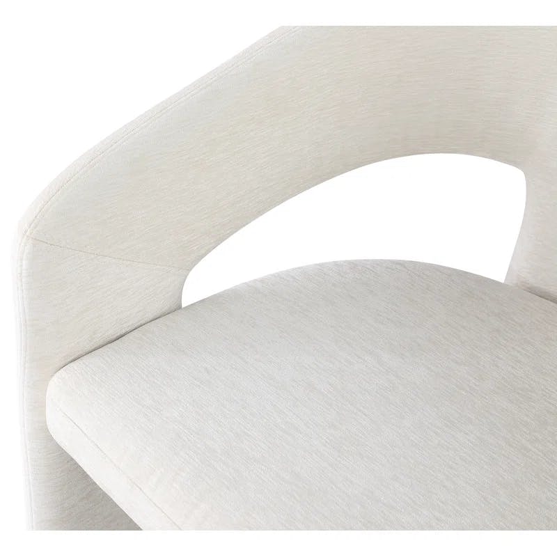 Contempo Cream Plush Fabric Dining Armchair with Iron Frame