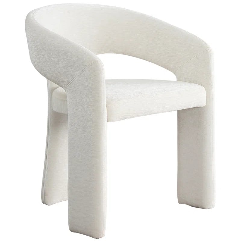 Contempo Cream Plush Fabric Dining Armchair with Iron Frame
