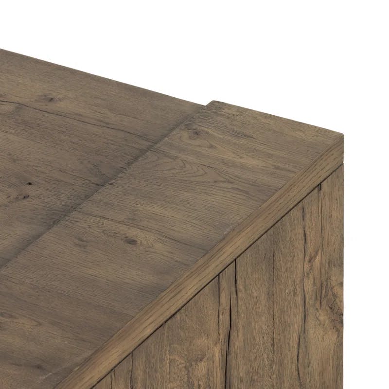 Rustic Fawn 60'' Rectangular Oak Veneer Coffee Table with Storage