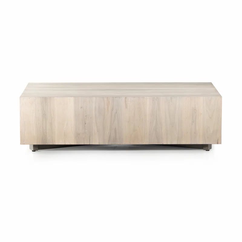 Hudson Rectangular Beige Wood Coffee Table with Storage