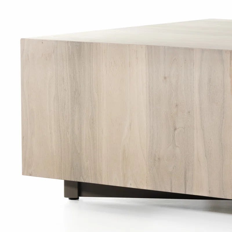 Hudson Rectangular Beige Wood Coffee Table with Storage