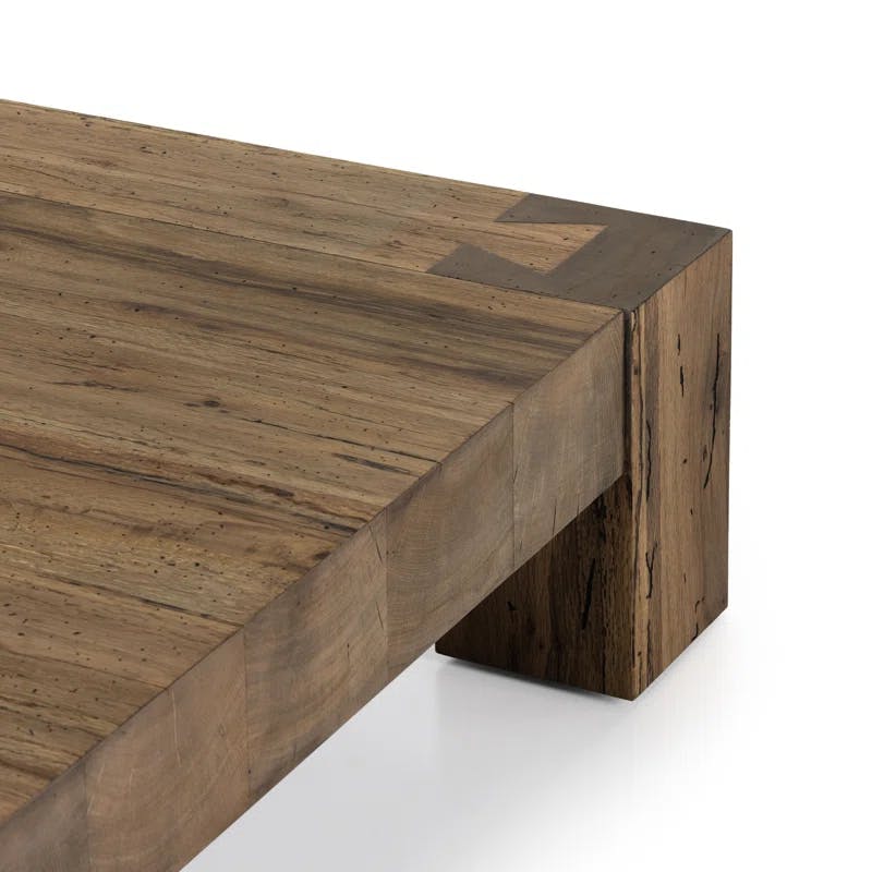 Contemporary Rustic Wormwood Oak 55'' Square Coffee Table