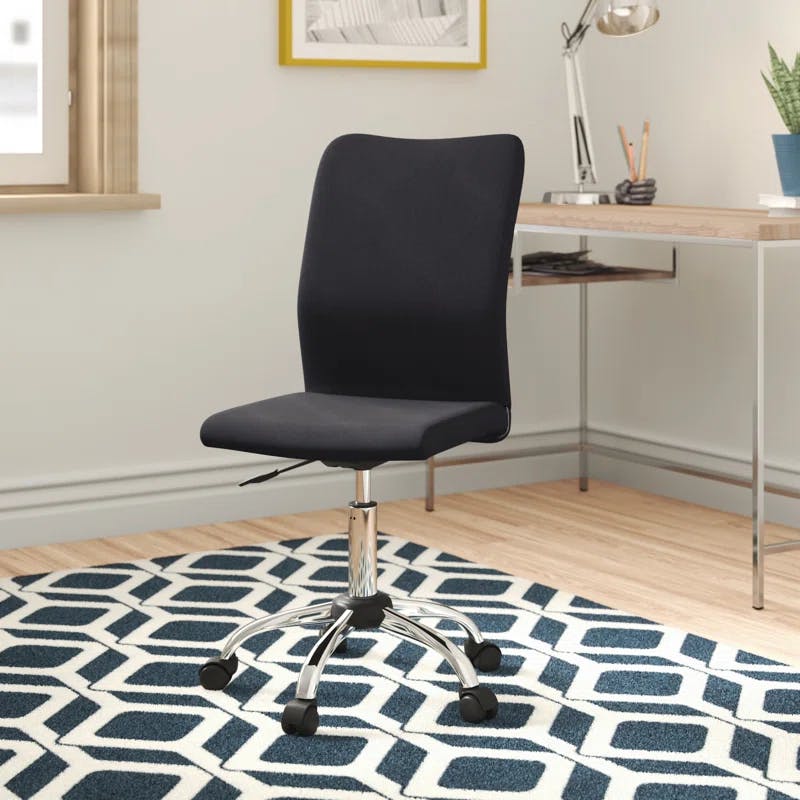 Sleek Modern Swivel Task Chair in Black with Chrome Base