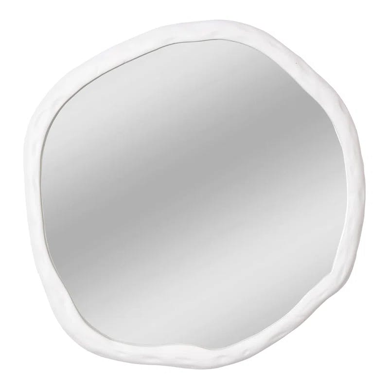 24" Contemporary White & Gold Rectangular Bathroom Mirror