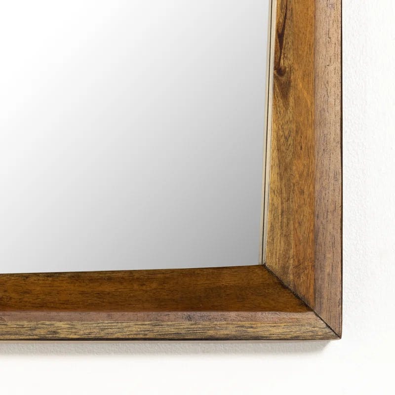 Acacia Wood Square Wall Mirror with Subtle Curves
