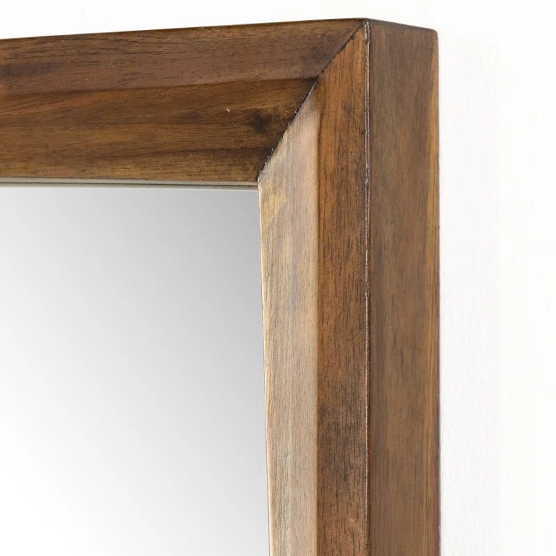Acacia Wood Square Wall Mirror with Subtle Curves