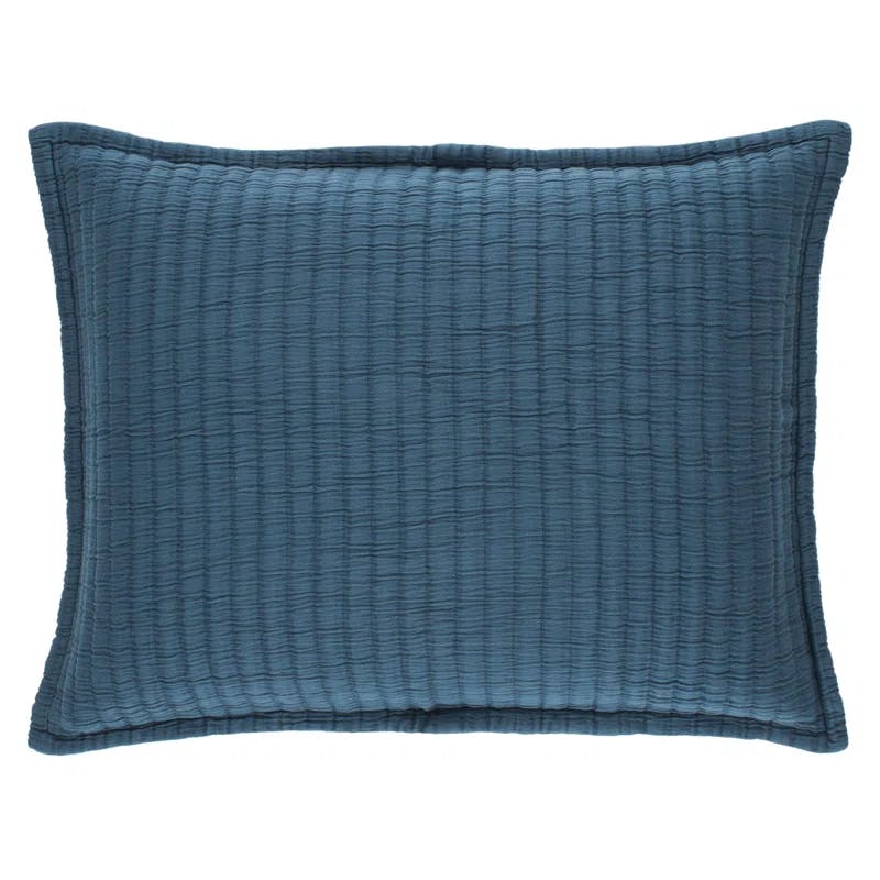 Aegean Grid-Weave Embroidered Cotton Standard Sham