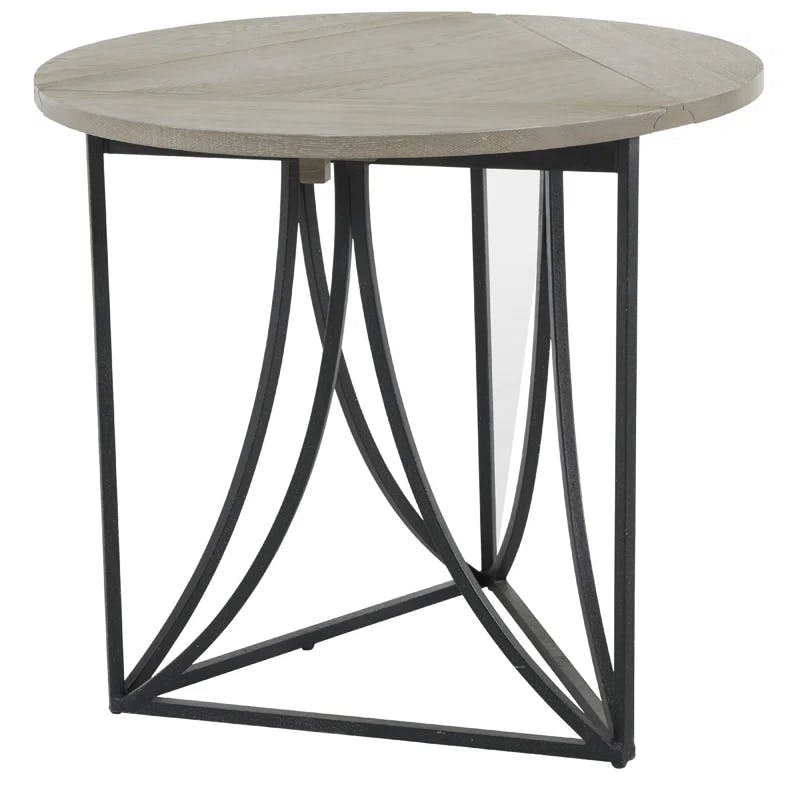 Odessa 30'' Gray Industrial Round Wood & Metal Side Table