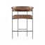 Contemporary Chaps Saddle Brown Leather Counter Stool with Matte Black Metal