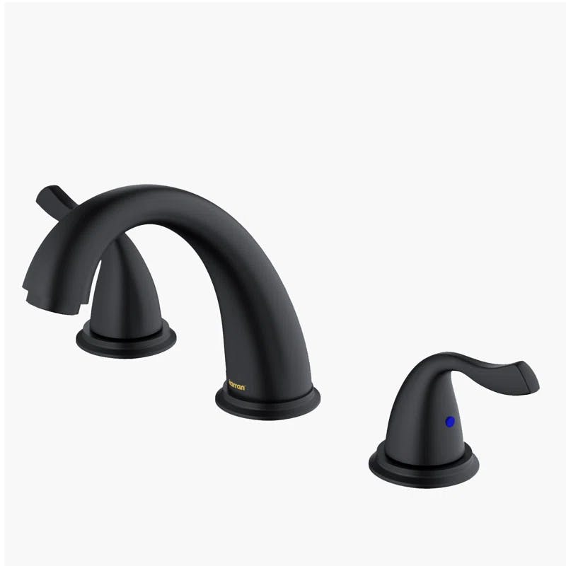 Fulham Matte Black 2-Handle Widespread Bathroom Faucet with Brass Accents