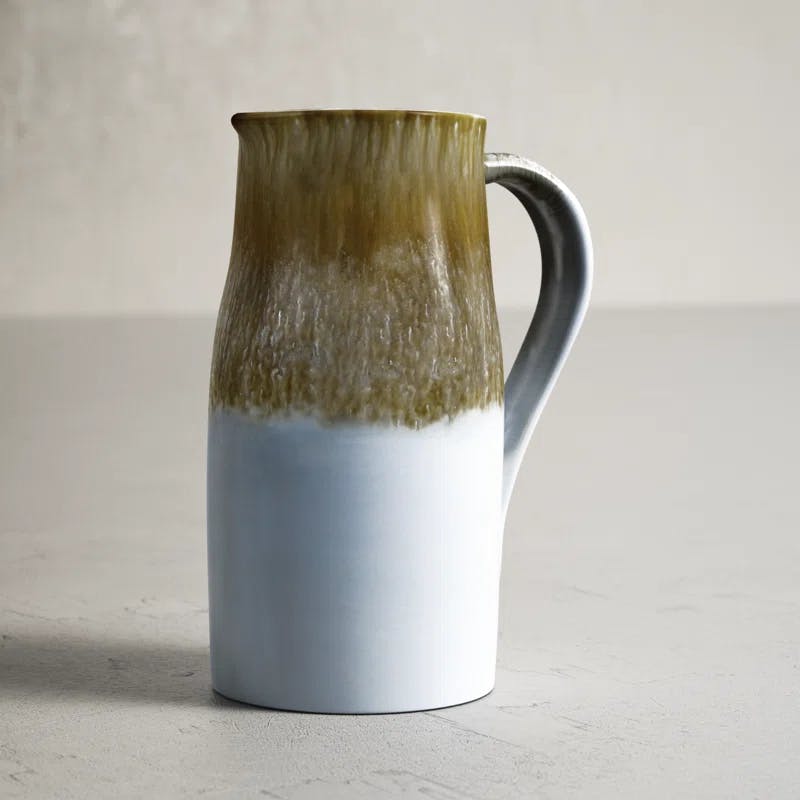 Point Lobos 8-Cup Rustic Brown and White Stoneware Pitcher