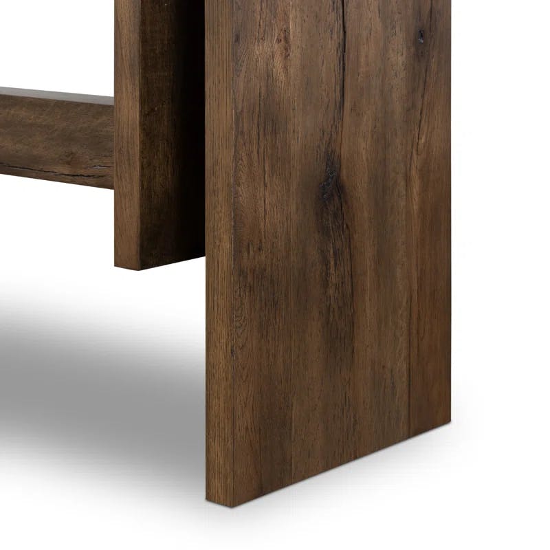 Rustic Fawn Double-Drawer Oak Veneer Console Table