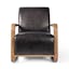 Sonoma Black Top-Grain Leather Armchair with Solid Oak Arms