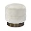 Elegant Ivory Faux Fur Accent Stool with Antique Bronze Frame