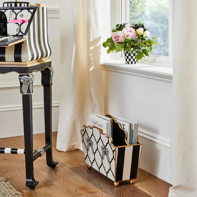 Pretty as a Bow Hand-Painted Wooden Magazine Rack
