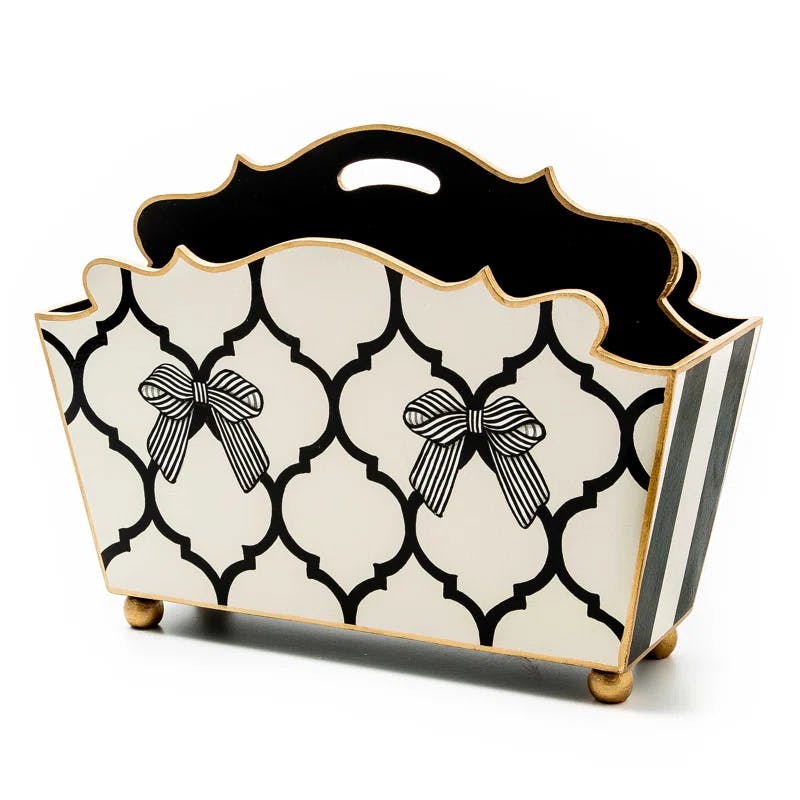 Pretty as a Bow Hand-Painted Wooden Magazine Rack