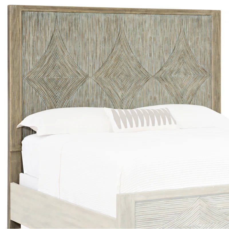 Surfrider Driftwood Queen Headboard with Natural Rattan Accents