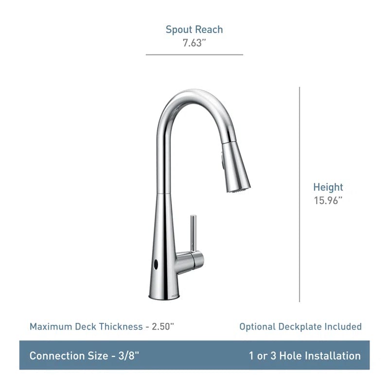 Modern Stainless Steel Pull-Out Spray Kitchen Faucet 15.5" Height